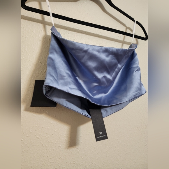 Lulus Demure Sweetie Slate Blue Satin Strapless Two-Piece Midi Dress M Wedding - Picture 10 of 10